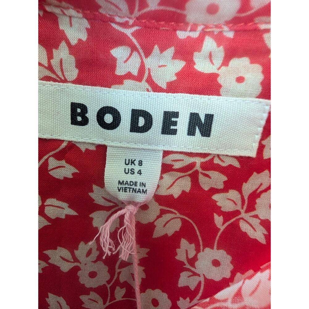 Boden Helena Cotton Top Womens US 4 UK 8 Red White Floral Lace T1907 NWT - Picture 5 of 6